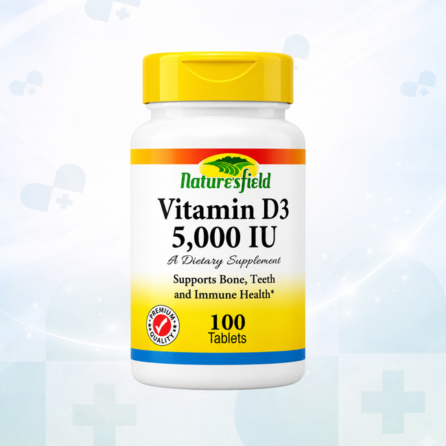 Natures Field Vitamin D3 5,000 IU (100 Tablets)