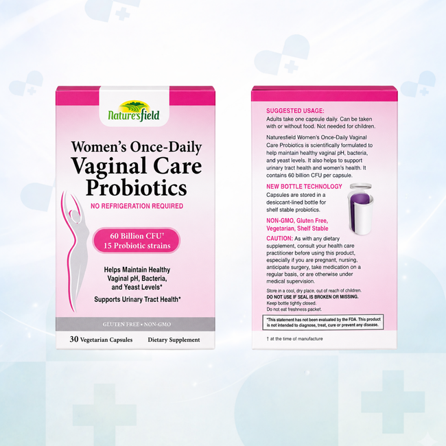 Nature’s Field Women’s Once-Daily Vaginal Care Probiotics (30 Vegetarian Capsules)